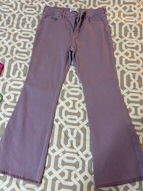 abercrombie kids dusty rose flare jeans high rise 17/18 short